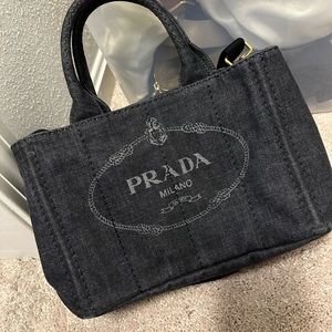 Authentic Prada Denim Convertible Mini Tote